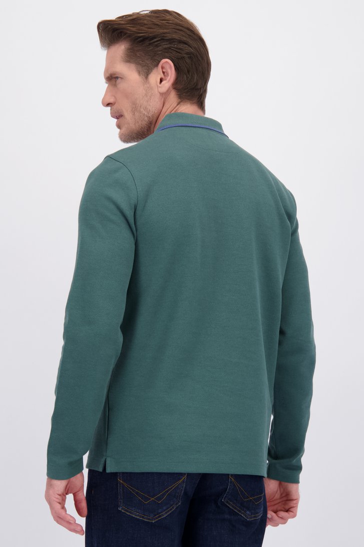 Achterkant van Groene polo met lange mouwen door Dansaert Blue voor Heren