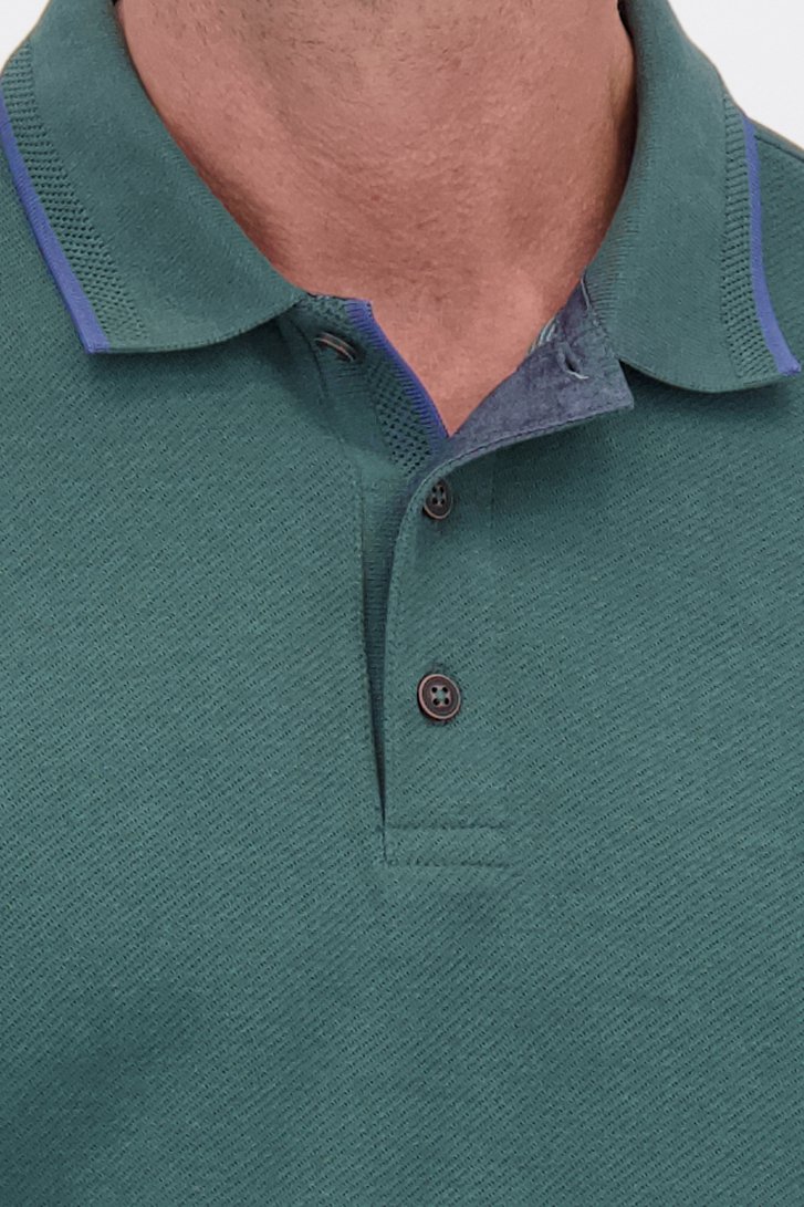 Detail van Groene polo met lange mouwen door Dansaert Blue voor Heren