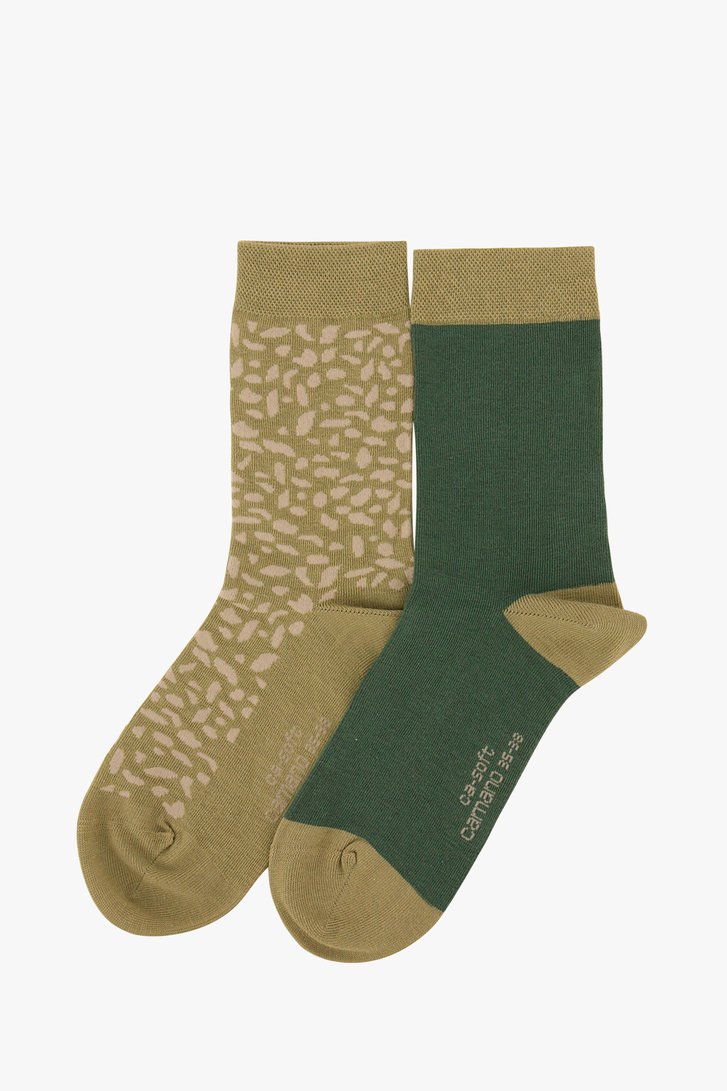 Groene sokken met print - 2 paar van Camano voor Dames