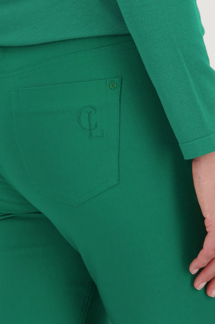Groene stretchbroek met elastische taille van Claude Arielle voor Dames