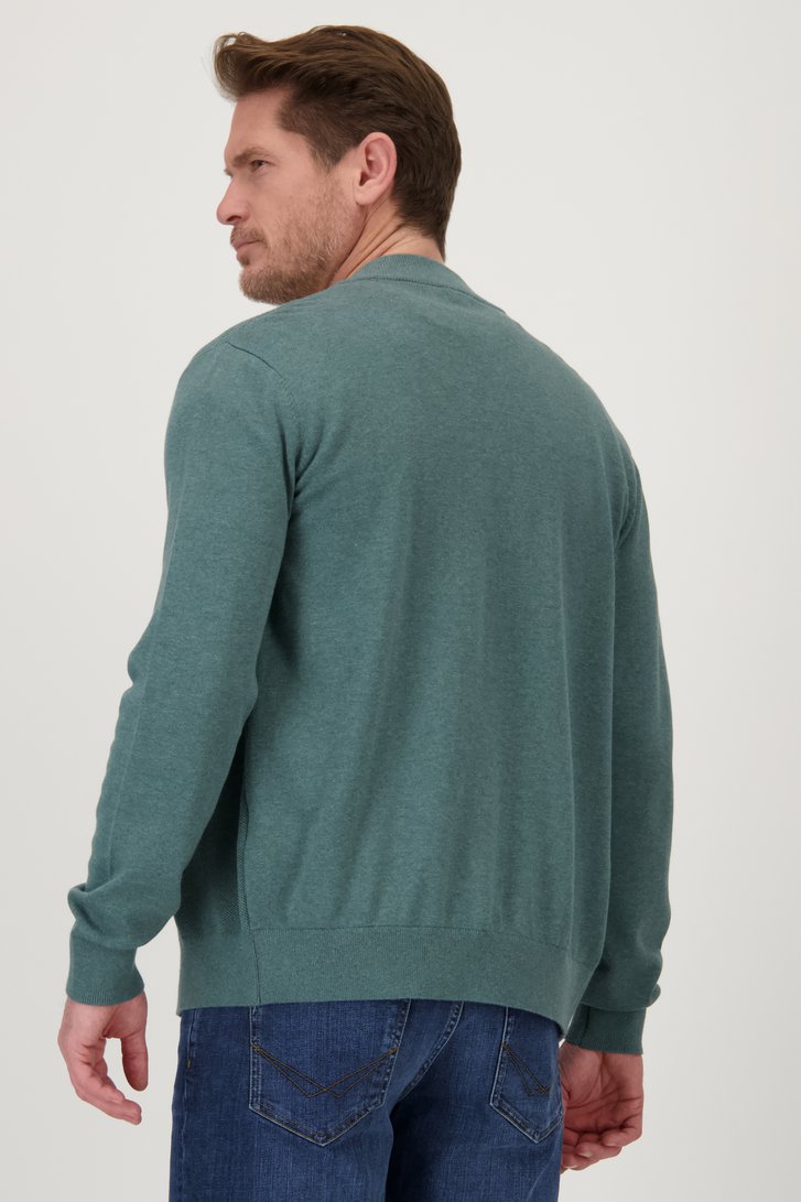 Groene tricot cardigan met rits van Dansaert Blue voor Heren