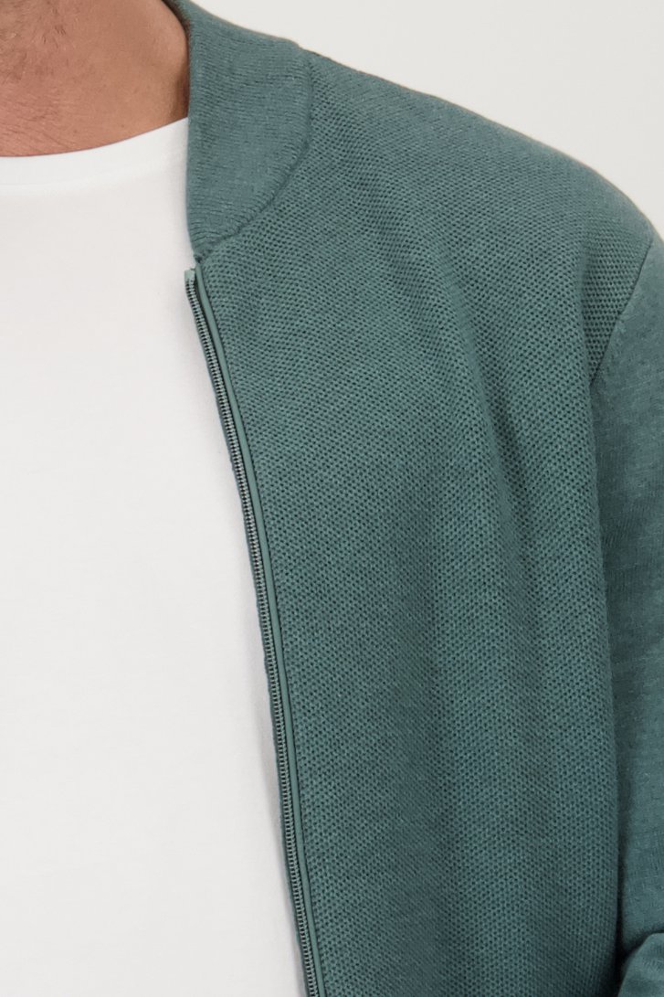 Groene tricot cardigan met rits van Dansaert Blue voor Heren