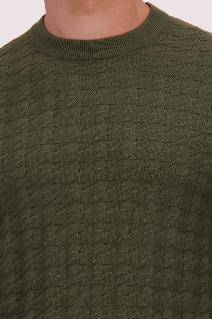 Detail van Groene trui in katoen door Casual Five voor Heren