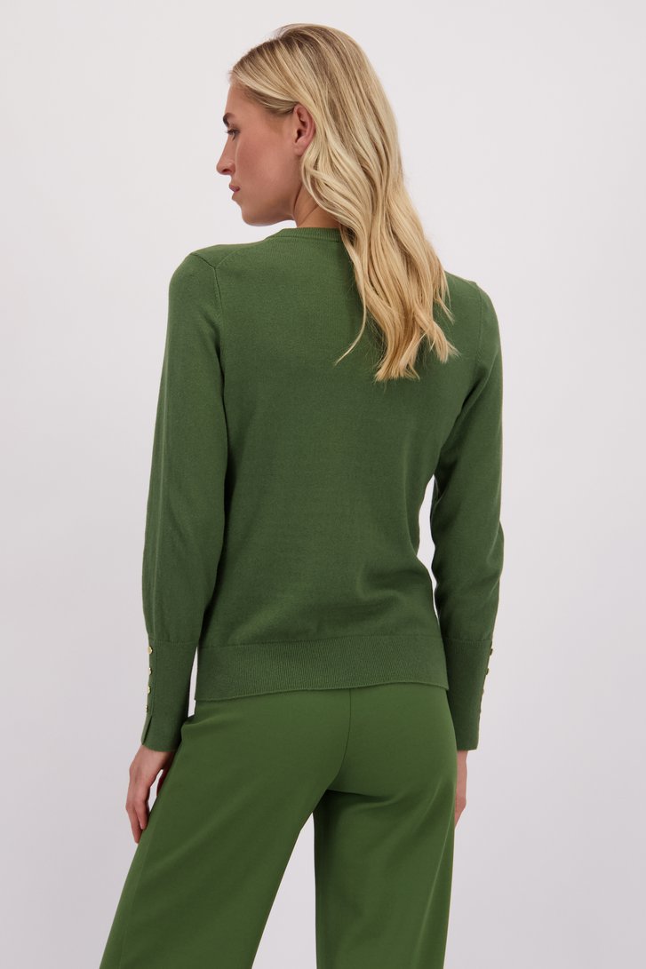 Achterkant van Groene trui met gouden knopen door Liberty Island voor Dames