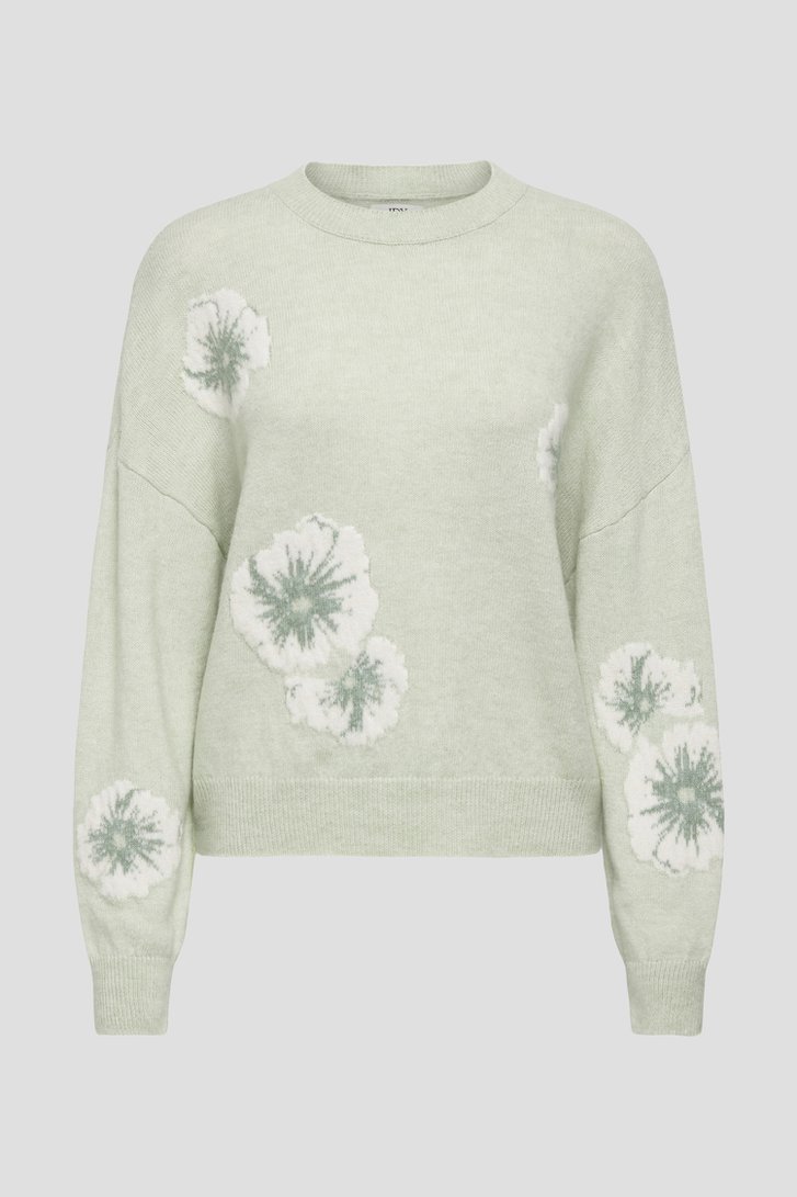 Productfoto 1 van Groene trui met wit bloemenmotief door JDY voor Dames