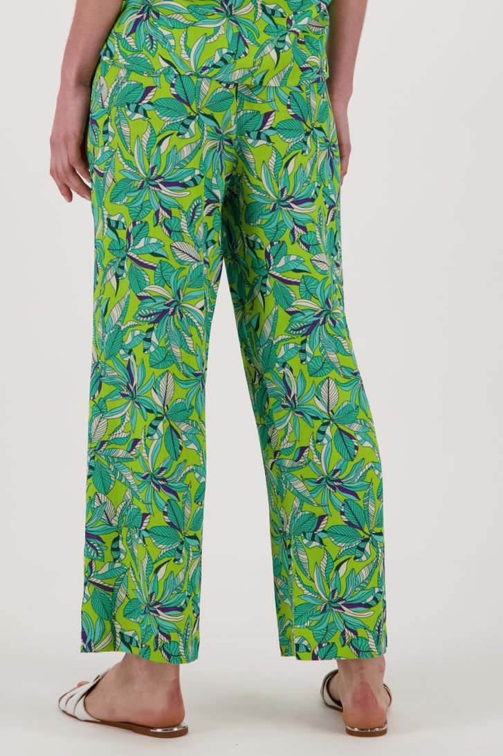 Groene wijde broek met bladerprint van Libelle voor Dames