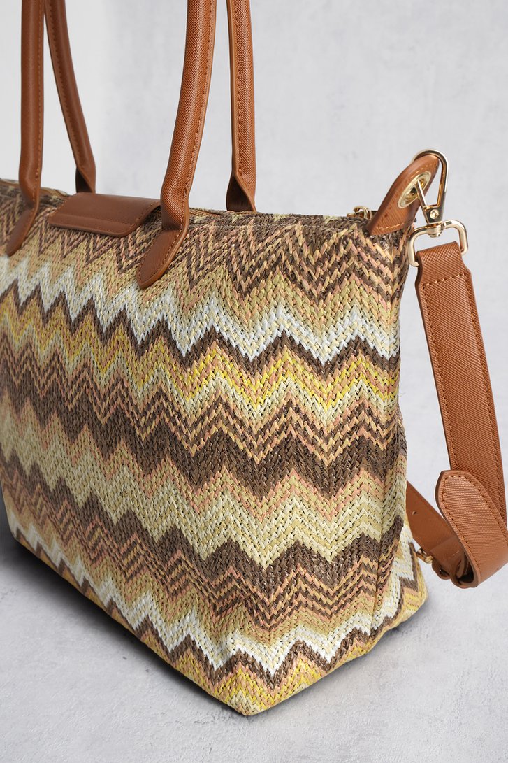 Productfoto 1 van Grote gevlochten handtas met zigzagmotief door Liberty Island voor Dames