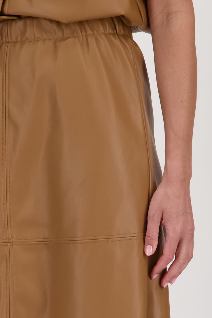 Halflange bruine rok met leather look van JDY voor Dames