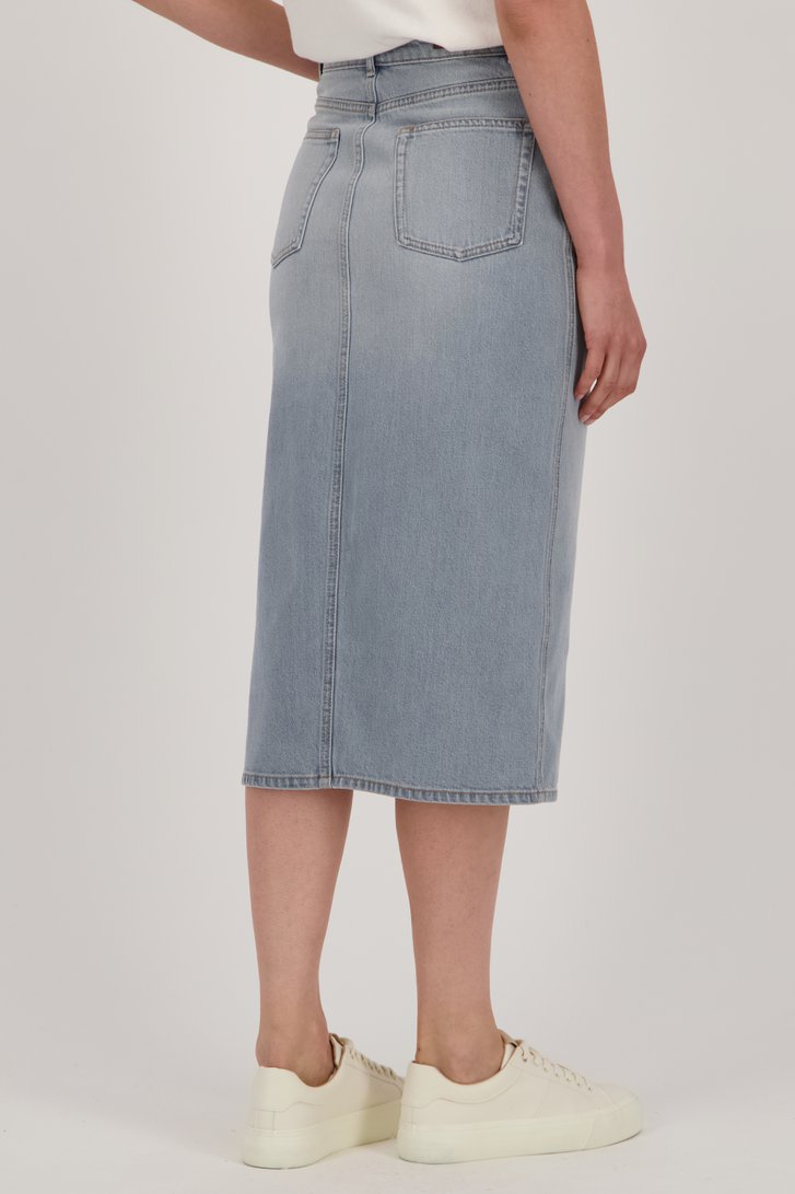 Halflange denim rok - grijsblauw van Liberty Island Denim voor Dames