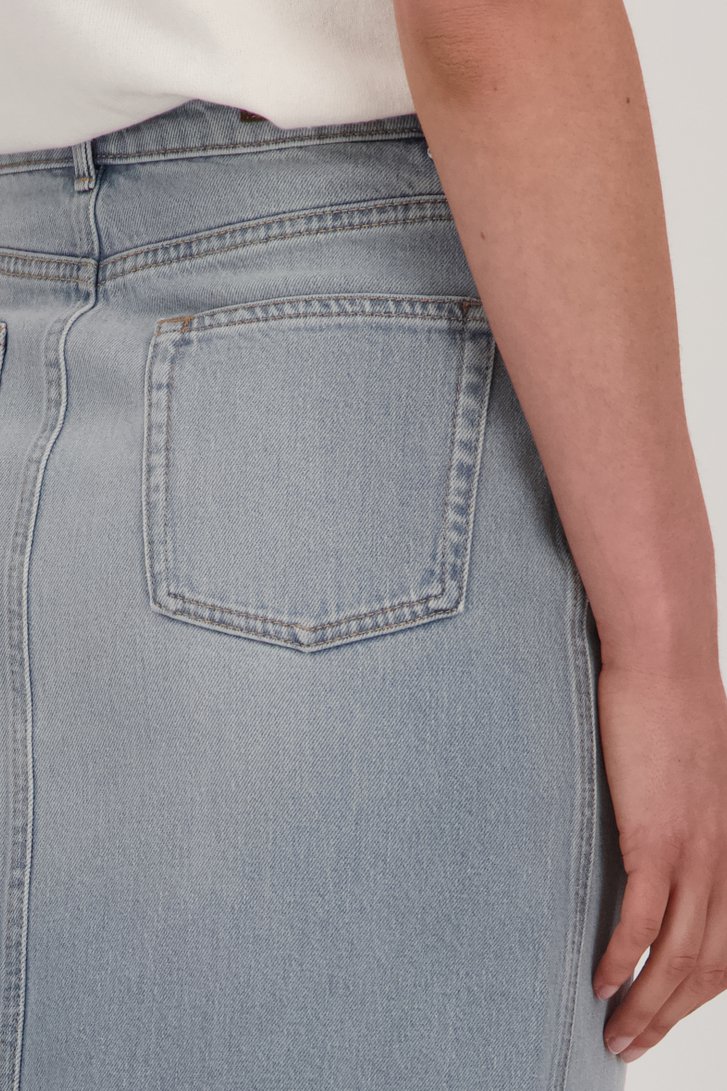 Halflange denim rok - grijsblauw van Liberty Island Denim voor Dames