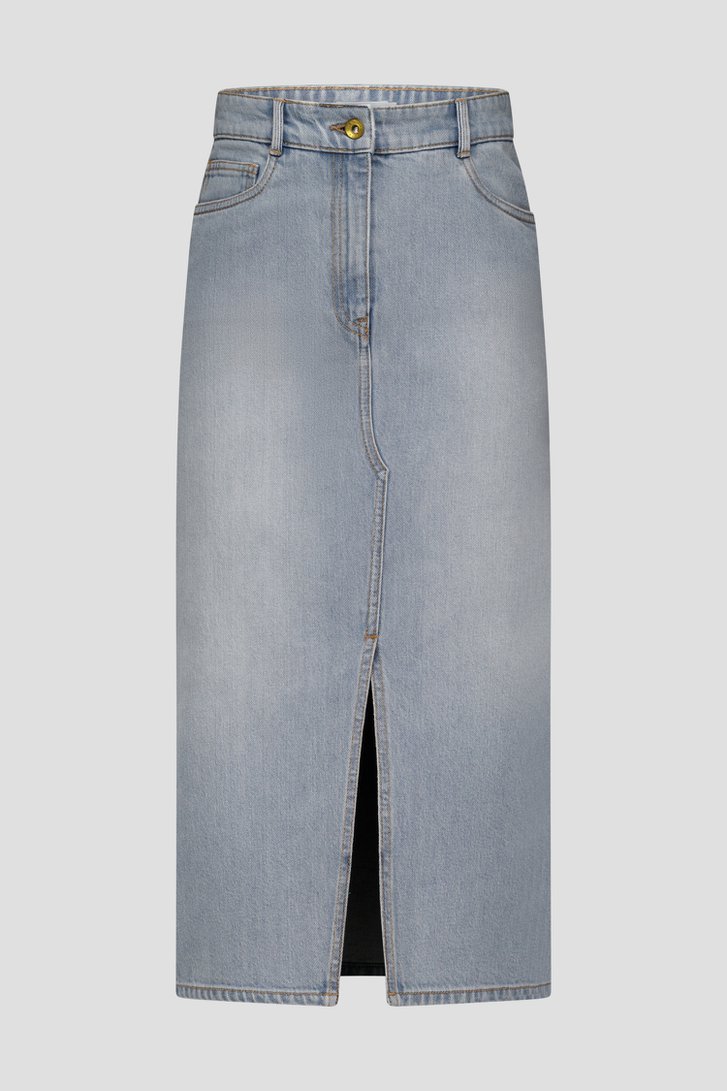 Halflange denim rok - grijsblauw van Liberty Island Denim voor Dames