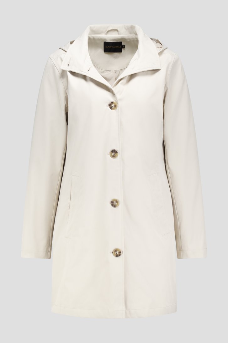 Halflange lichtbeige jas met kap van Claude Arielle voor Dames