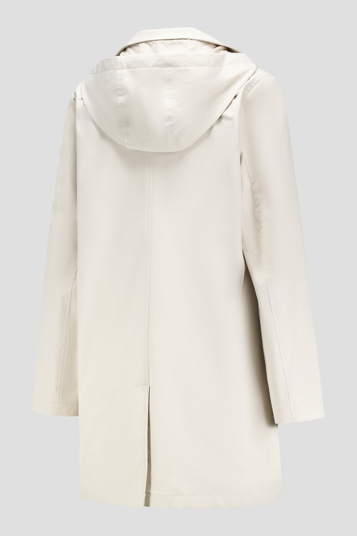Halflange lichtbeige jas met kap van Claude Arielle voor Dames