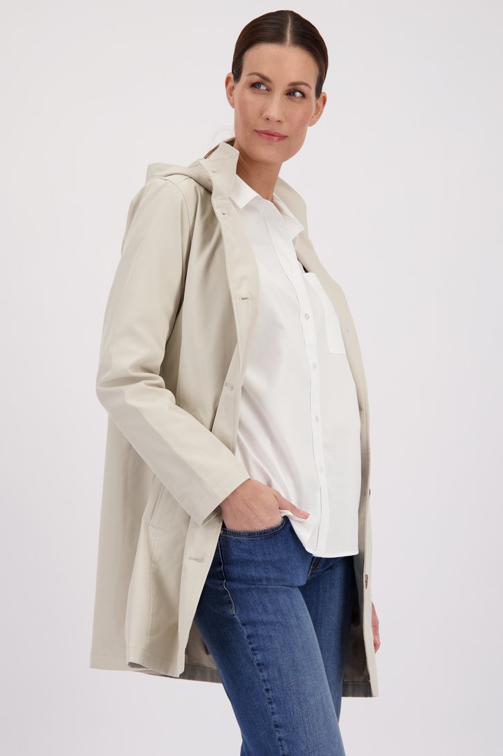 Halflange lichtbeige jas met kap van Claude Arielle voor Dames
