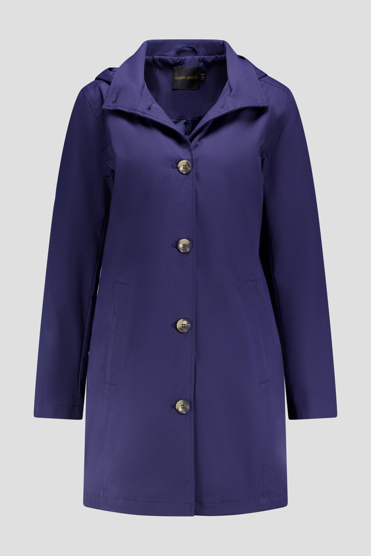 Halflange navy jas met kap van Claude Arielle voor Dames