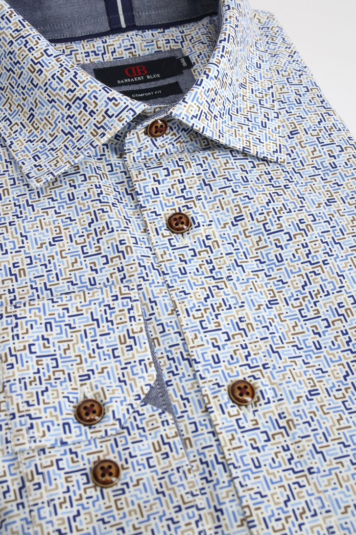 Productfoto 1 van Hemd met blauw-bruin motief - Comfort fit door Dansaert Blue voor Heren