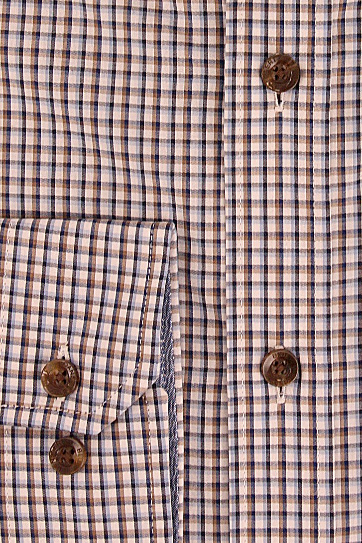 Hemd met blauw-bruin ruitjespatroon - comfort fit van Dansaert Blue voor Heren
