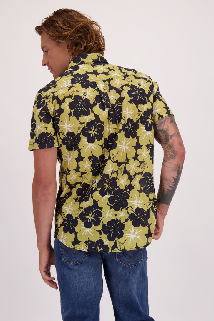 Achterkant van Hemd met blauw-groene bloemenprint - Regular fit door Ravøtt voor Heren