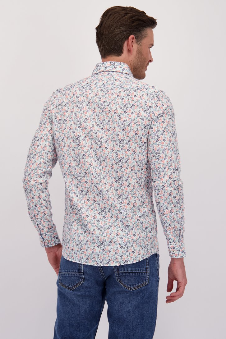 Hemd met blauw-roze bloemenprint - Regular fit van Dansaert Blue voor Heren