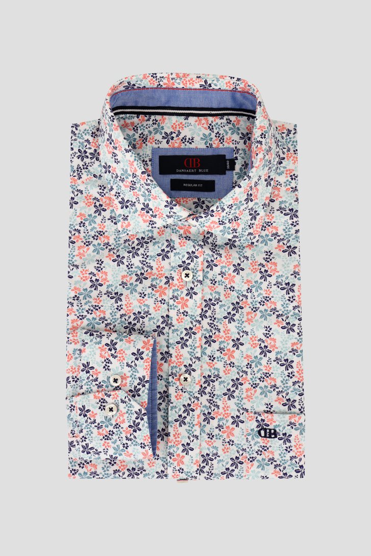 Hemd met blauw-roze bloemenprint - Regular fit van Dansaert Blue voor Heren