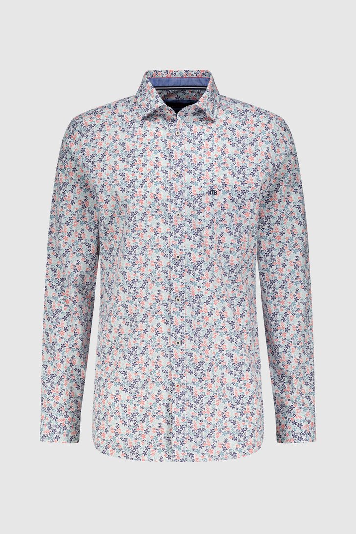 Hemd met blauw-roze bloemenprint - Regular fit van Dansaert Blue voor Heren