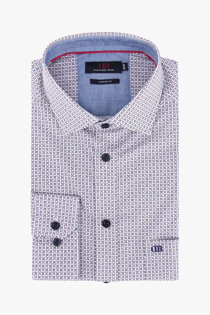 Hemd met fijn rood-blauw patroon - comfort fit van Dansaert Blue voor Heren
