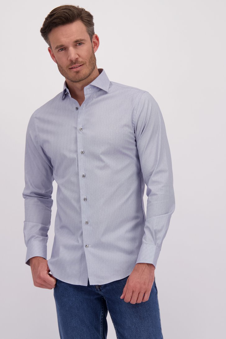 Voorkant van Hemd met fijne blauwe print - Slim fit door Michaelis voor Heren