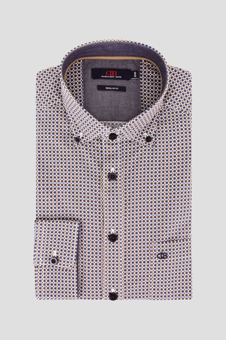 Hemd met fijne print in bruin/blauw - Regular fit van Dansaert Blue voor Heren
