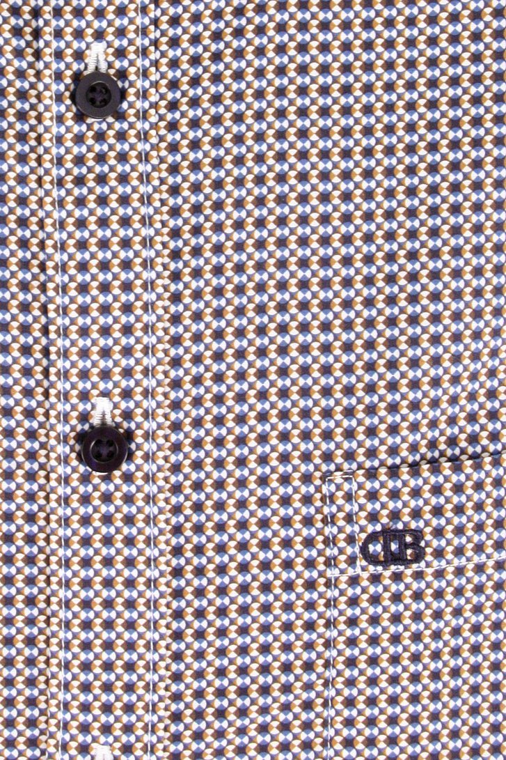 Hemd met fijne print in bruin/blauw - Regular fit van Dansaert Blue voor Heren
