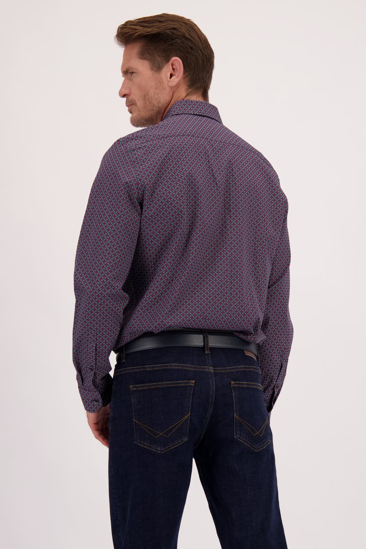 Achterkant van Hemd met fijne rood-groene print - Regular fit door Dansaert Blue voor Heren