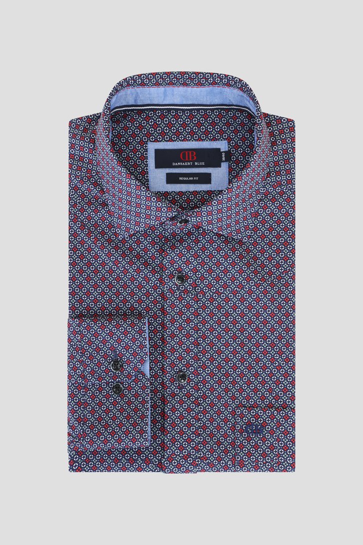 Productfoto 1 van Hemd met fijne rood-groene print - Regular fit door Dansaert Blue voor Heren