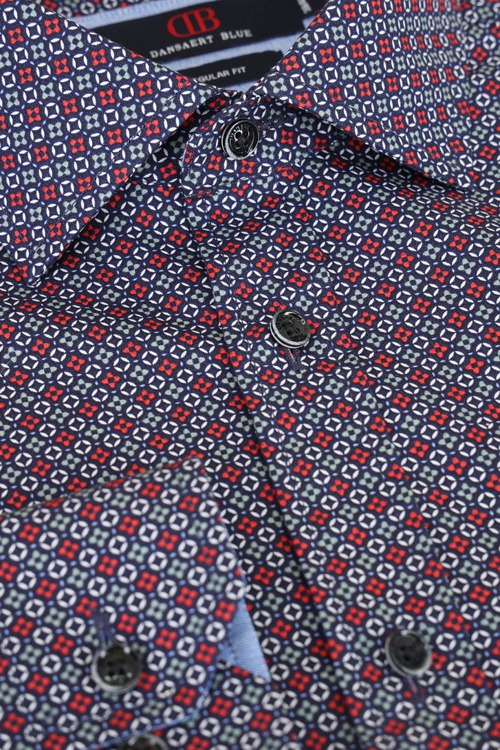 Productfoto 2 van Hemd met fijne rood-groene print - Regular fit door Dansaert Blue voor Heren