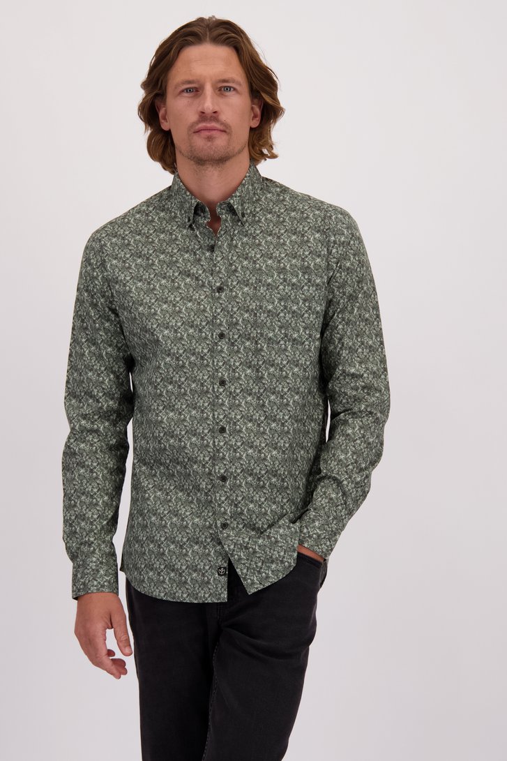 Voorkant van Hemd met groene gemêleerd print - Regular fit door Bluefields voor Heren