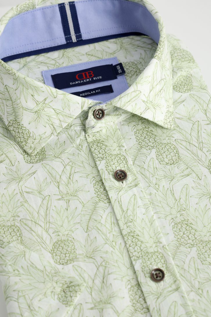Productfoto 2 van Hemd met olijfgroene zomerse print - Regular fit door Dansaert Blue voor Heren