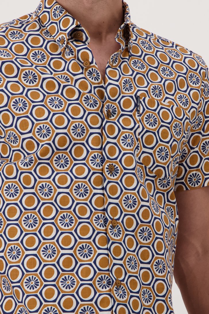 Hemd met print in oker en blauw - regular fit van Ben Sherman voor Heren
