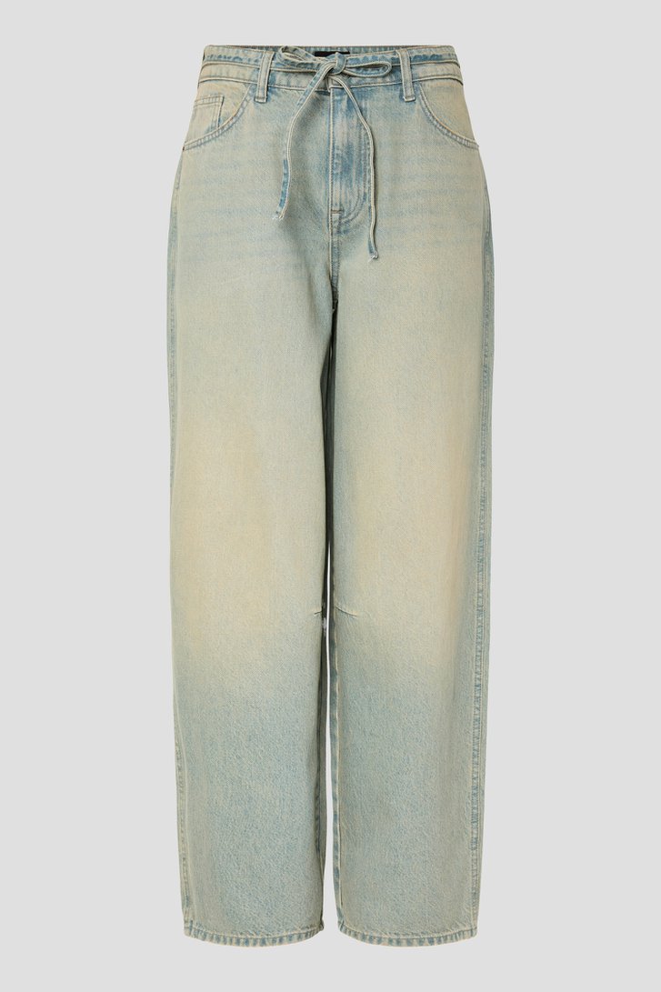 Photo produit 1 de Jean barrel bleu à effet washed de Pieces pour Femmes