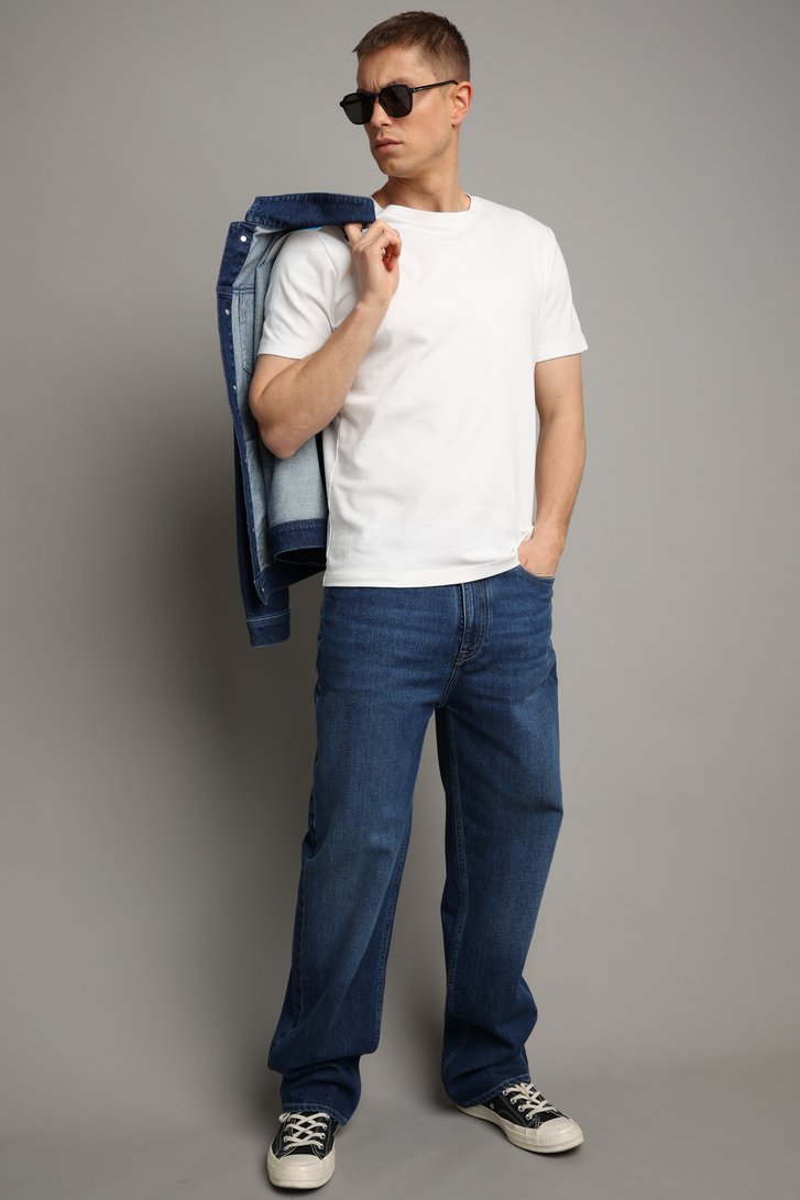 Le devant de Jean bleu foncé – Coupe relaxed de Liberty Island Denim pour Hommes