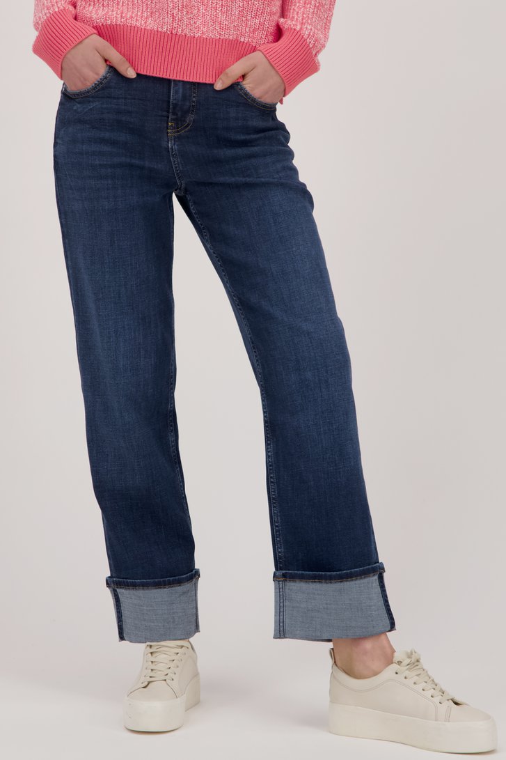 Jean bleu moyen avec revers - Straight fit de Opus pour Femmes