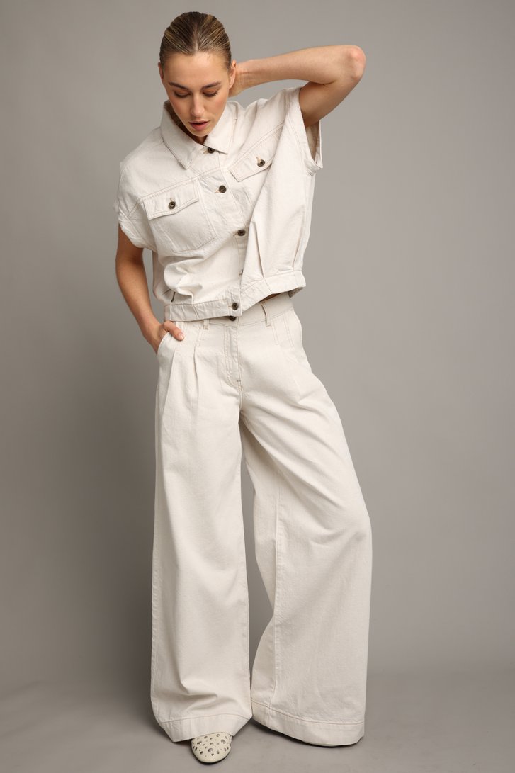 Le devant de Jean écru – Wide leg fit de Liberty Island Denim pour Femmes