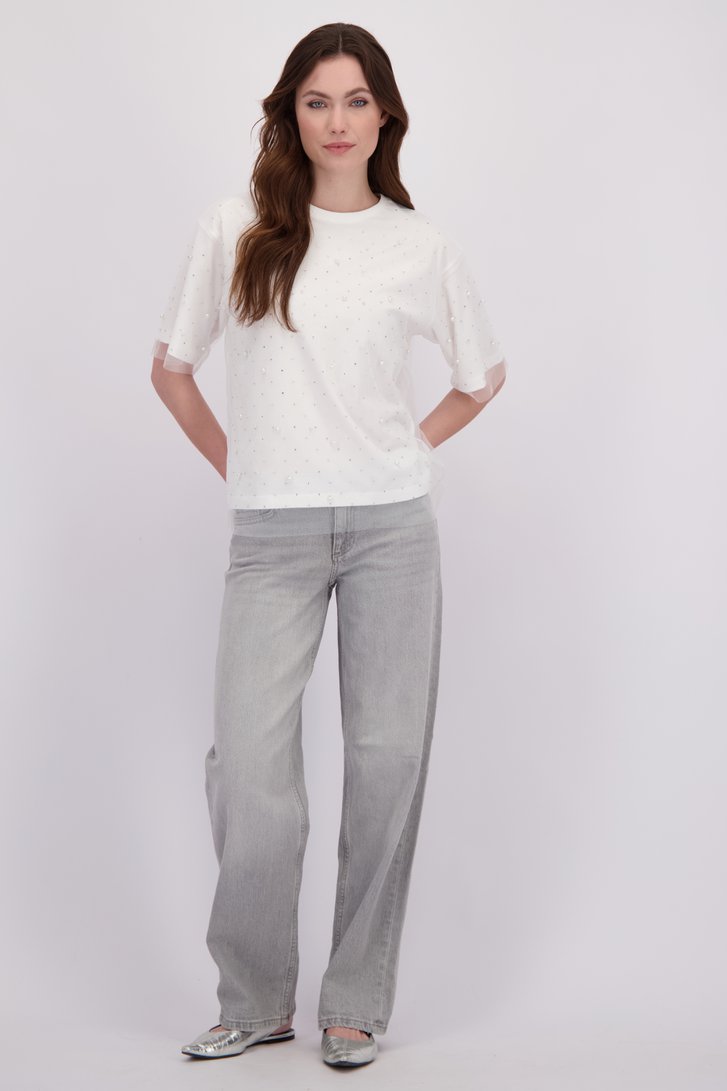 Le devant de Jean gris clair taille basse – Straight fit  de JDY pour Femmes