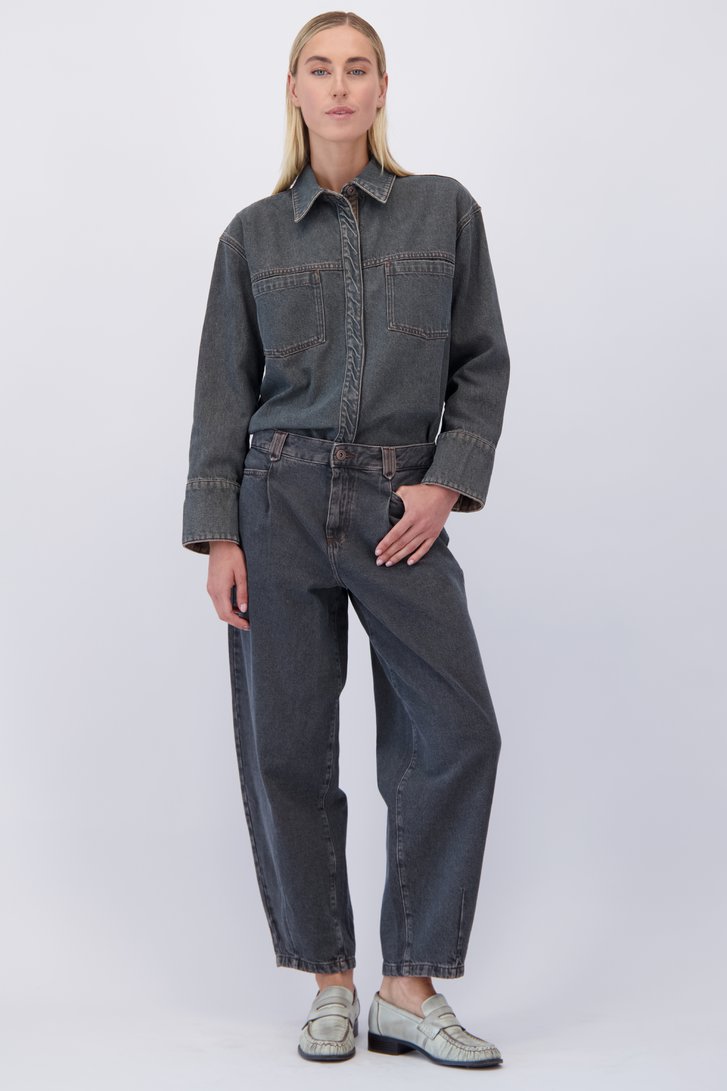Le devant de Jean gris longueur cheville – Barrel fit de Liberty Island Denim pour Femmes