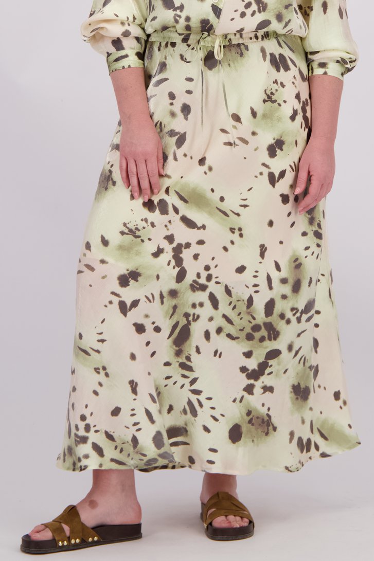Détail de Jupe beige-verte à imprimé tacheté de Yest Curve pour Femmes