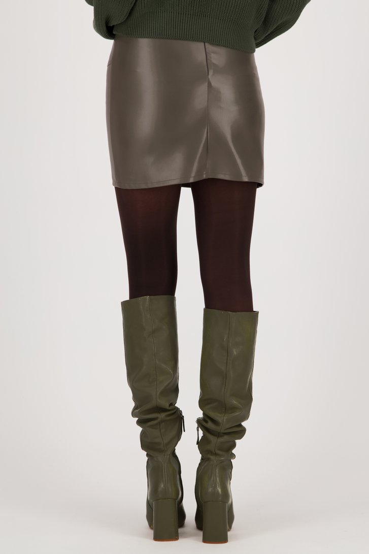 Jupe courte en faux cuir gris-vert de AC by Annelien Coorevits pour Femmes