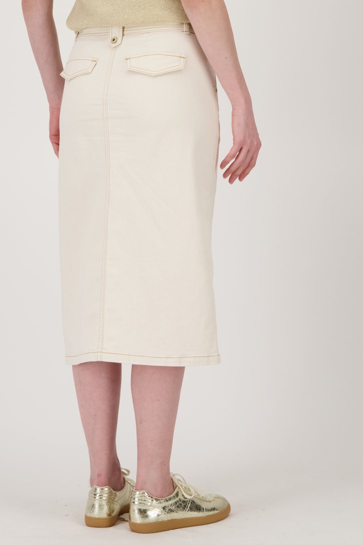 Jupe en jean beige avec fente de Geisha pour Femmes