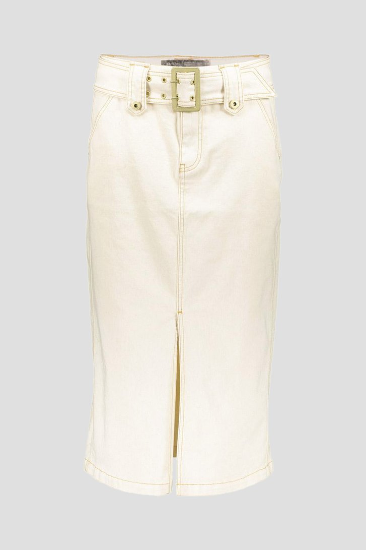 Jupe en jean beige avec fente de Geisha pour Femmes