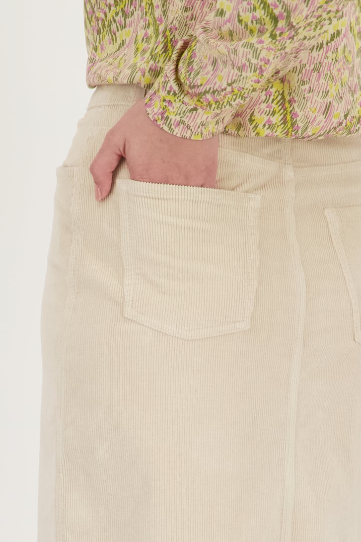 Jupe en velours côtelé beige avec fente de Liberty Loving nature pour Femmes