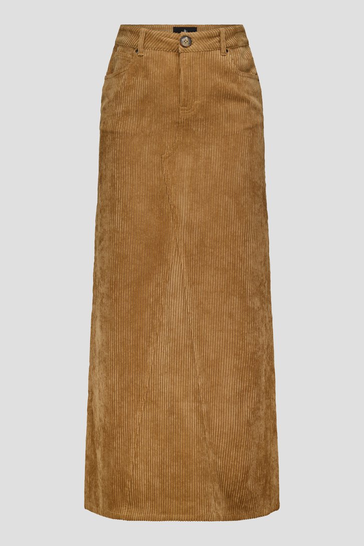 Jupe longue en velours côtelé marron de AC by Annelien Coorevits pour Femmes