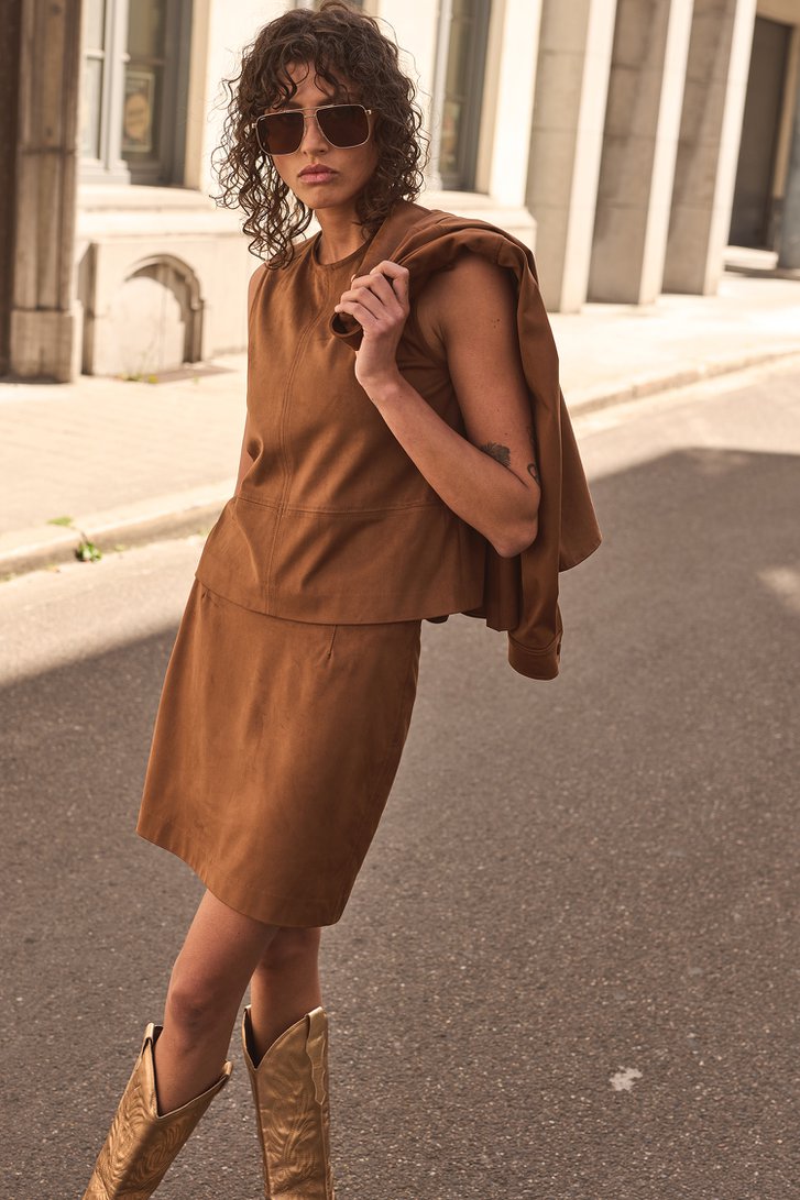 Photo supplémentaire 5 de Jupe marron effet suédine de Louise pour Femmes