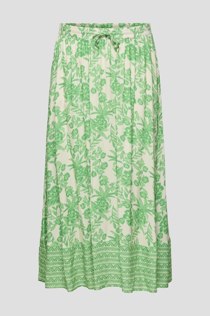Jupe maxi beige clair à imprimé floral vert de Only Carmakoma pour Femmes