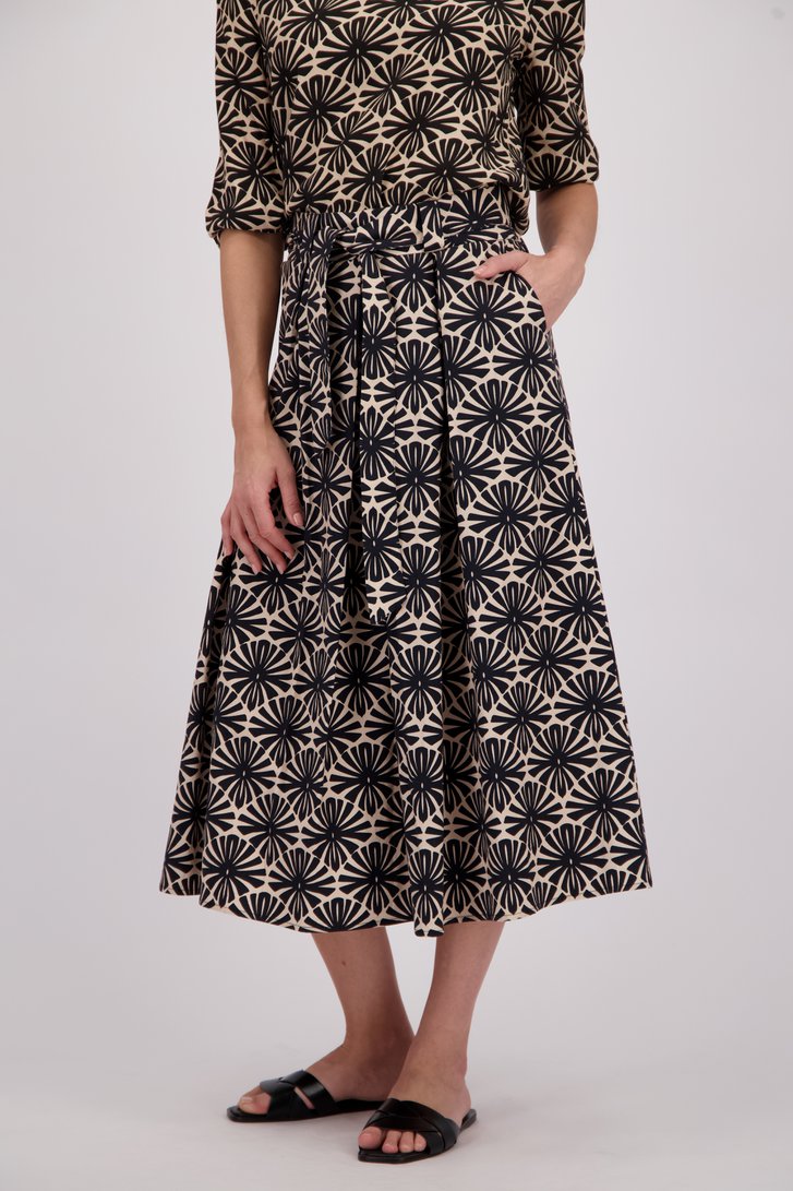 Jupe midi beige avec imprimé floral noir de More & More pour Femmes